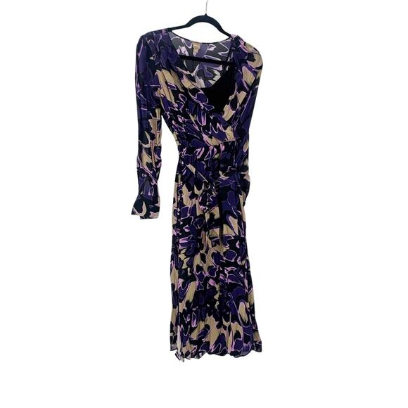 Boss Floral Tied-Waist Demaia Wrap Midi Dress Long Sleeve V Neck Size 4 NWOT - Picture 6 of 12